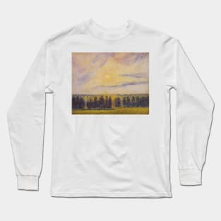 Sunset at Eragny by Camille Pissarro Long Sleeve T-Shirt